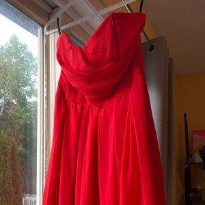 Red Strapless Dress - with boning